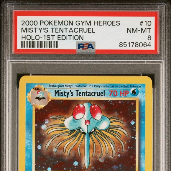 PSA 8 Misty's Tentacruel Holo NM-MT #10 1st Edition Gym Heroes Pokémon 85178064 - Picture 3 of 4